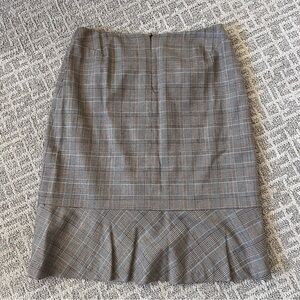 Vintage plaid wool skirt size 12 Harold's brown and gray midi skirt